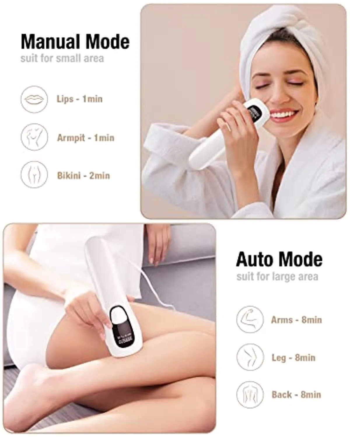 Laser Hair Removal for Women Permanent - IPL Hair Removal with 2 Intelligent Attachments for Whole Body, Ice Painless Hair Removal At Home