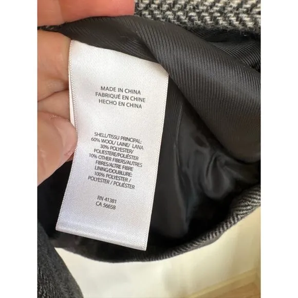 LAUREN RALPH LAUREN Wool Blend Herringbone Coat in Gray - Size Small