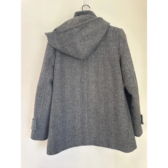 LAUREN RALPH LAUREN Wool Blend Herringbone Coat in Gray - Size Small