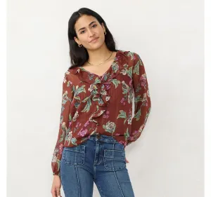 Lc Lauren Conrad Women's Ruffled Peasant Blouse WL23W019RP1