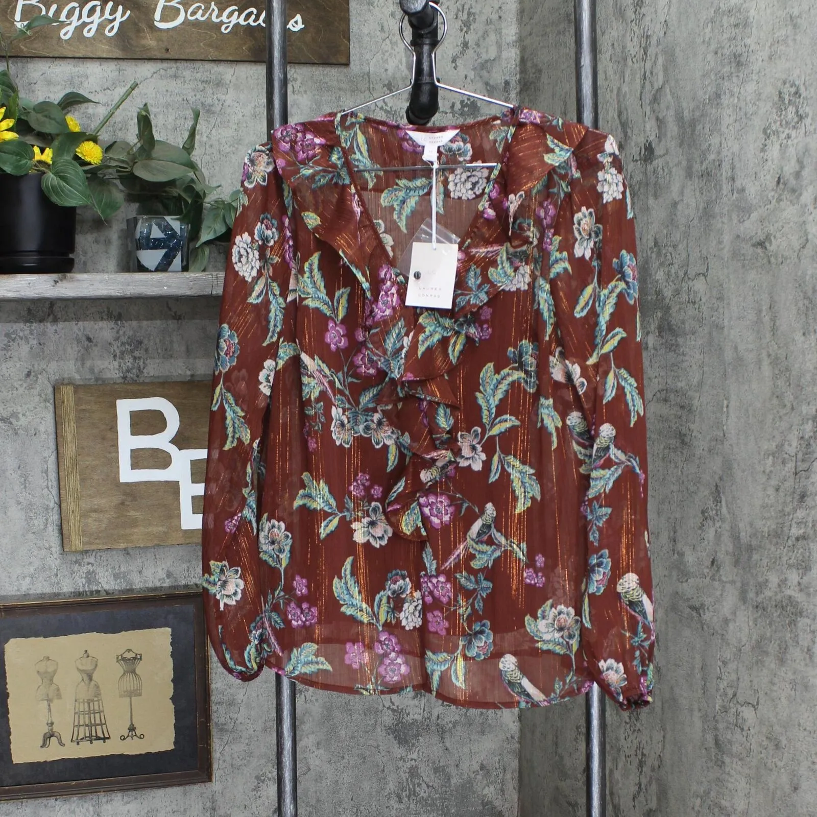 Lc Lauren Conrad Women's Ruffled Peasant Blouse WL23W019RP1
