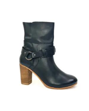Lea Black Stacked Heel Boot