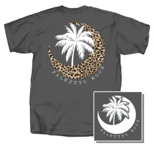 Leopard Moon Palm Short Sleeve T-Shirt in Charcoal