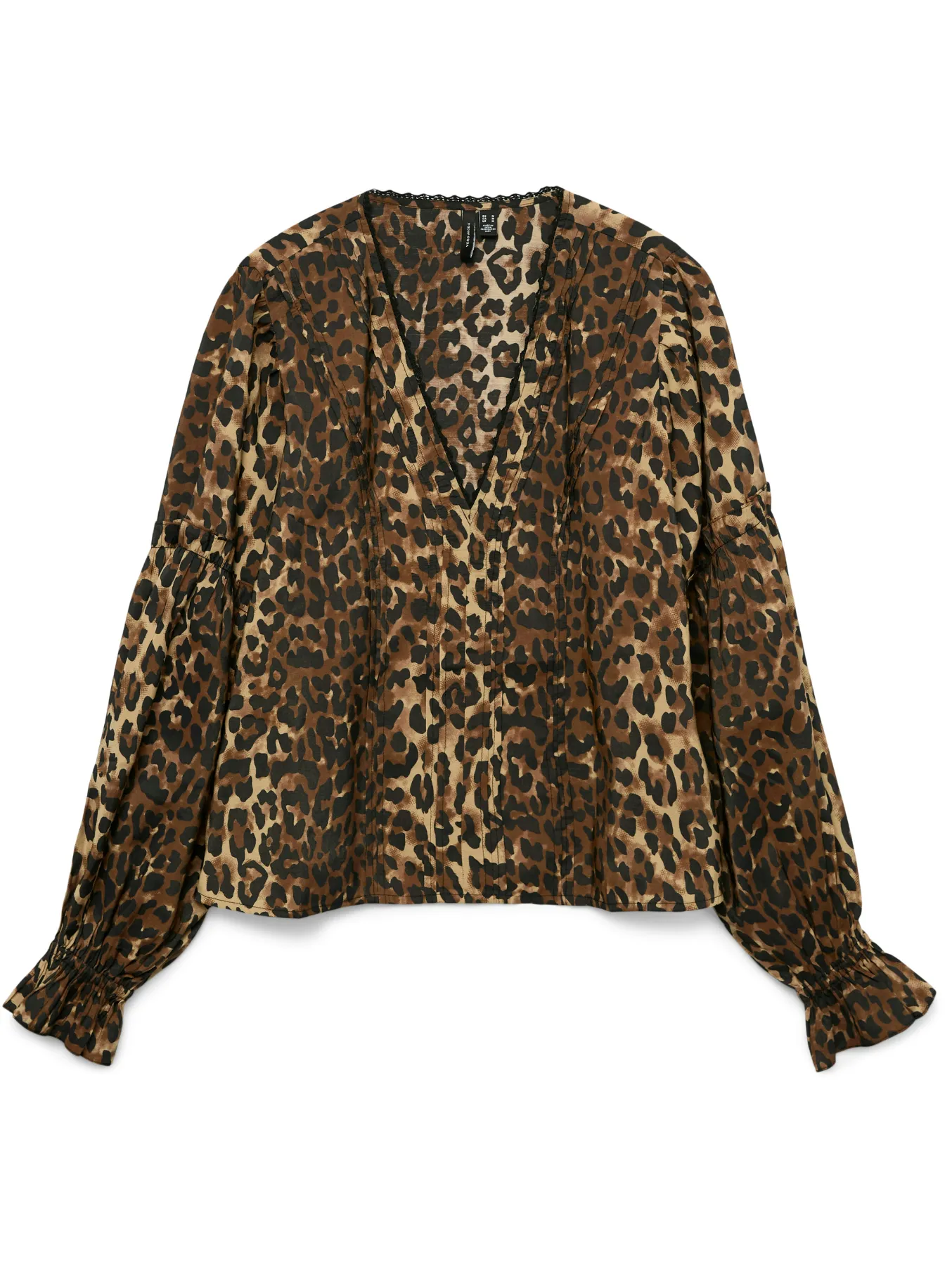 Leopard V Neck & Lace L/S Top