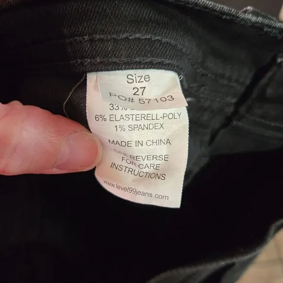 Level 99 Women's Tanya High Rise Skinny Jeans Size 27 Black Denim