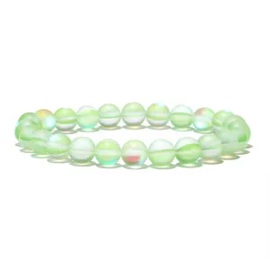 Light Green Frosted Crystal Beaded Stretch Bracelet