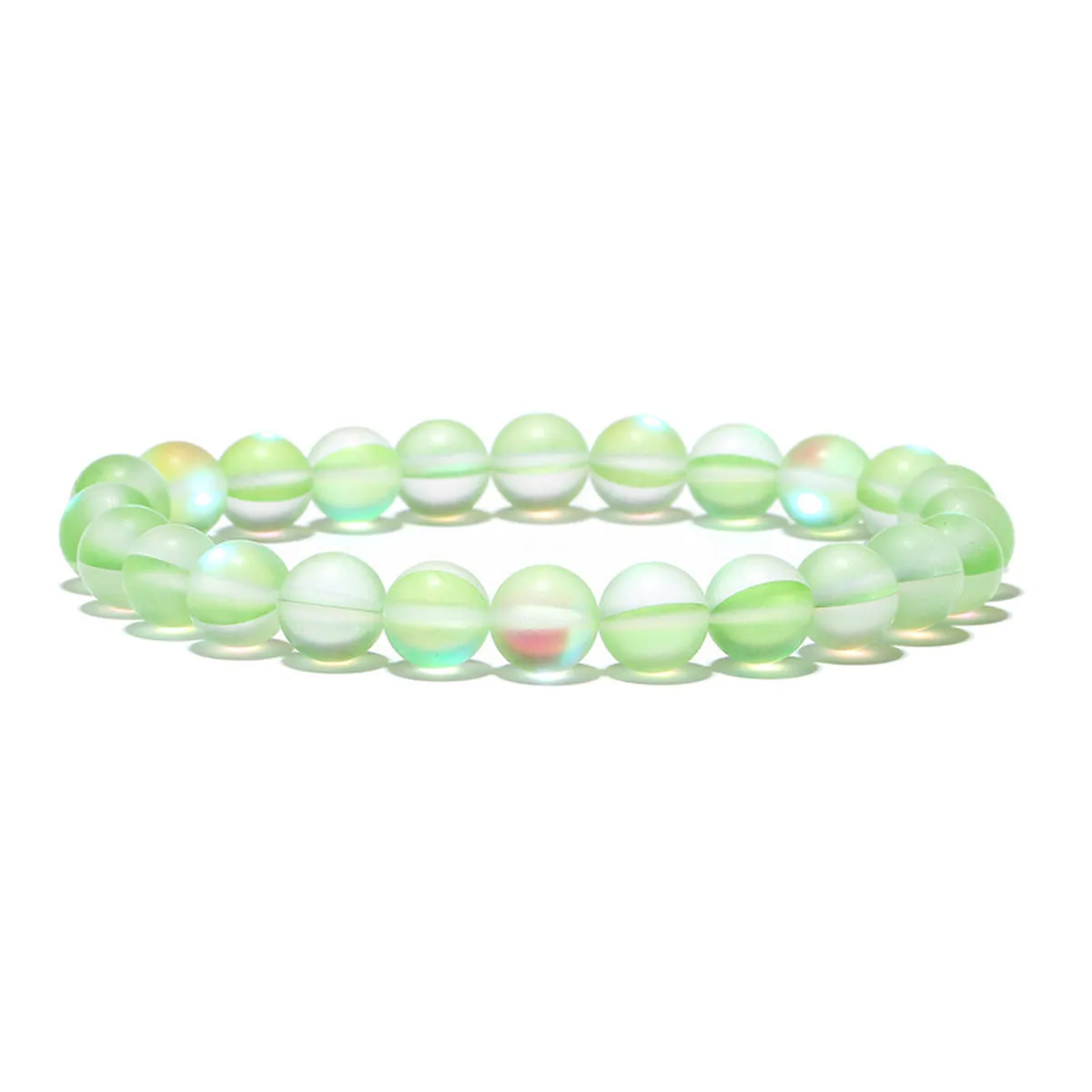 Light Green Frosted Crystal Beaded Stretch Bracelet