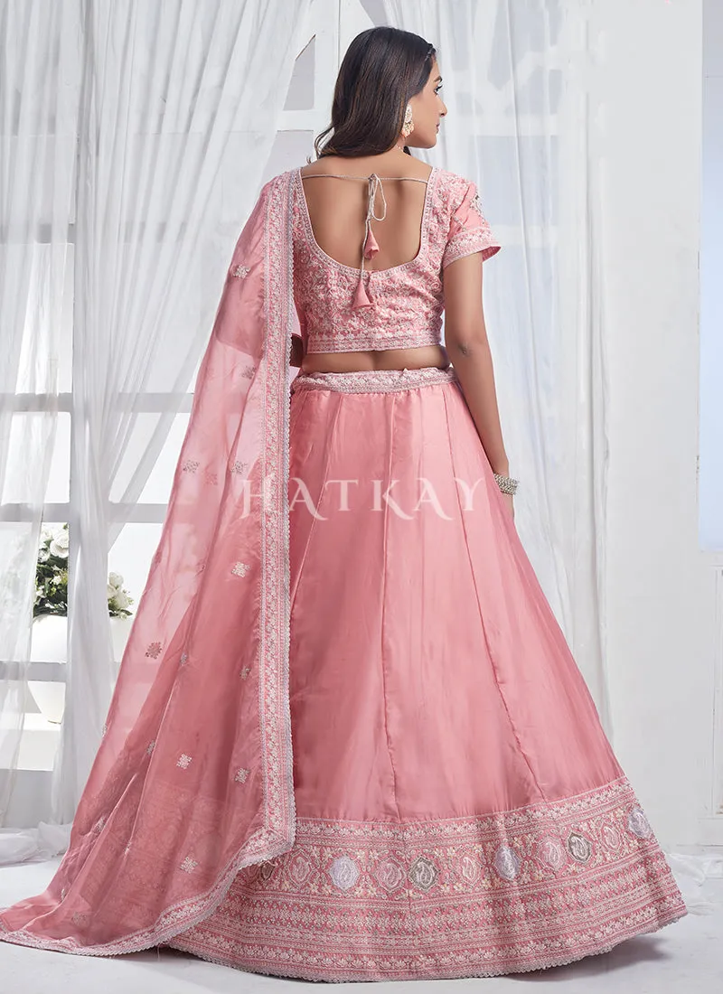 Light Pink Embroidered Wedding Lehenga Choli