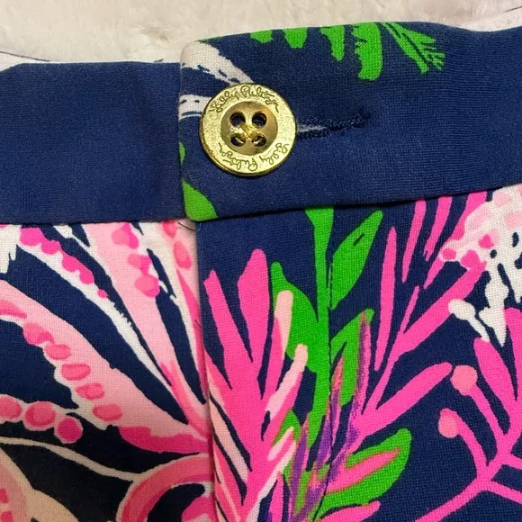 Lilly Pulitzer Knit Buttercup Shorts Ruffle Your feathers Oyster Bay Navy