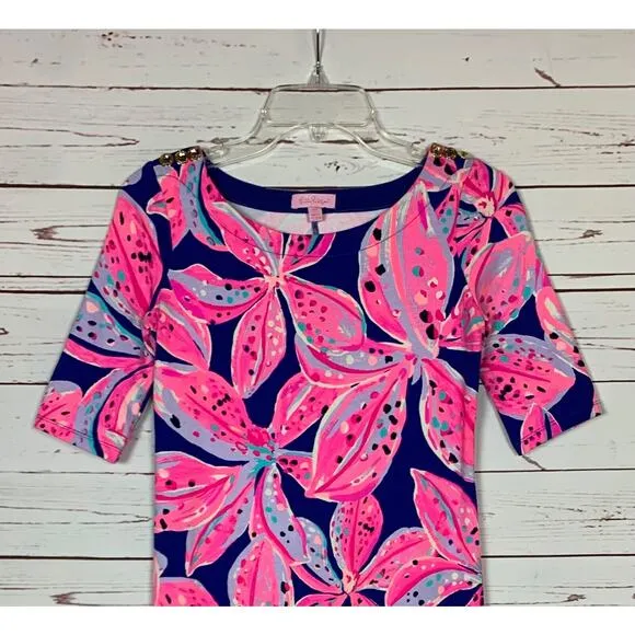 Lilly Pulitzer Women's XXS Extra Extra Small Pink Blue Purple Floral Zebra Dress
