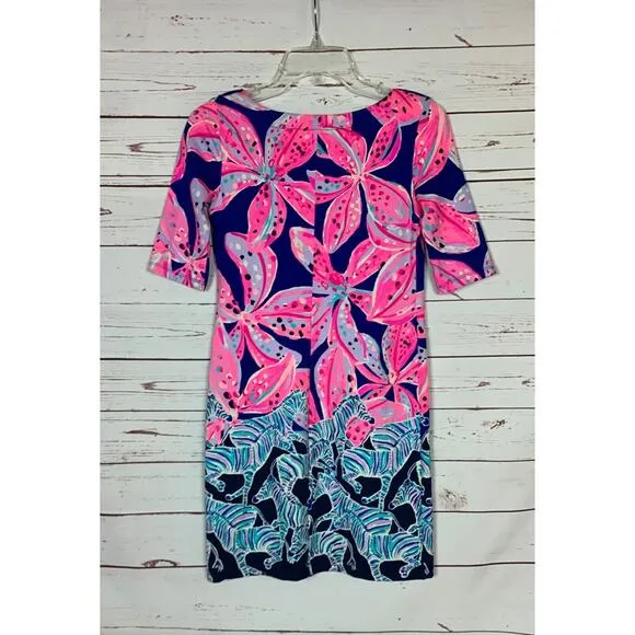 Lilly Pulitzer Women's XXS Extra Extra Small Pink Blue Purple Floral Zebra Dress