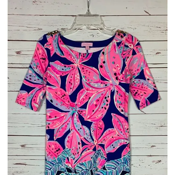 Lilly Pulitzer Women's XXS Extra Extra Small Pink Blue Purple Floral Zebra Dress