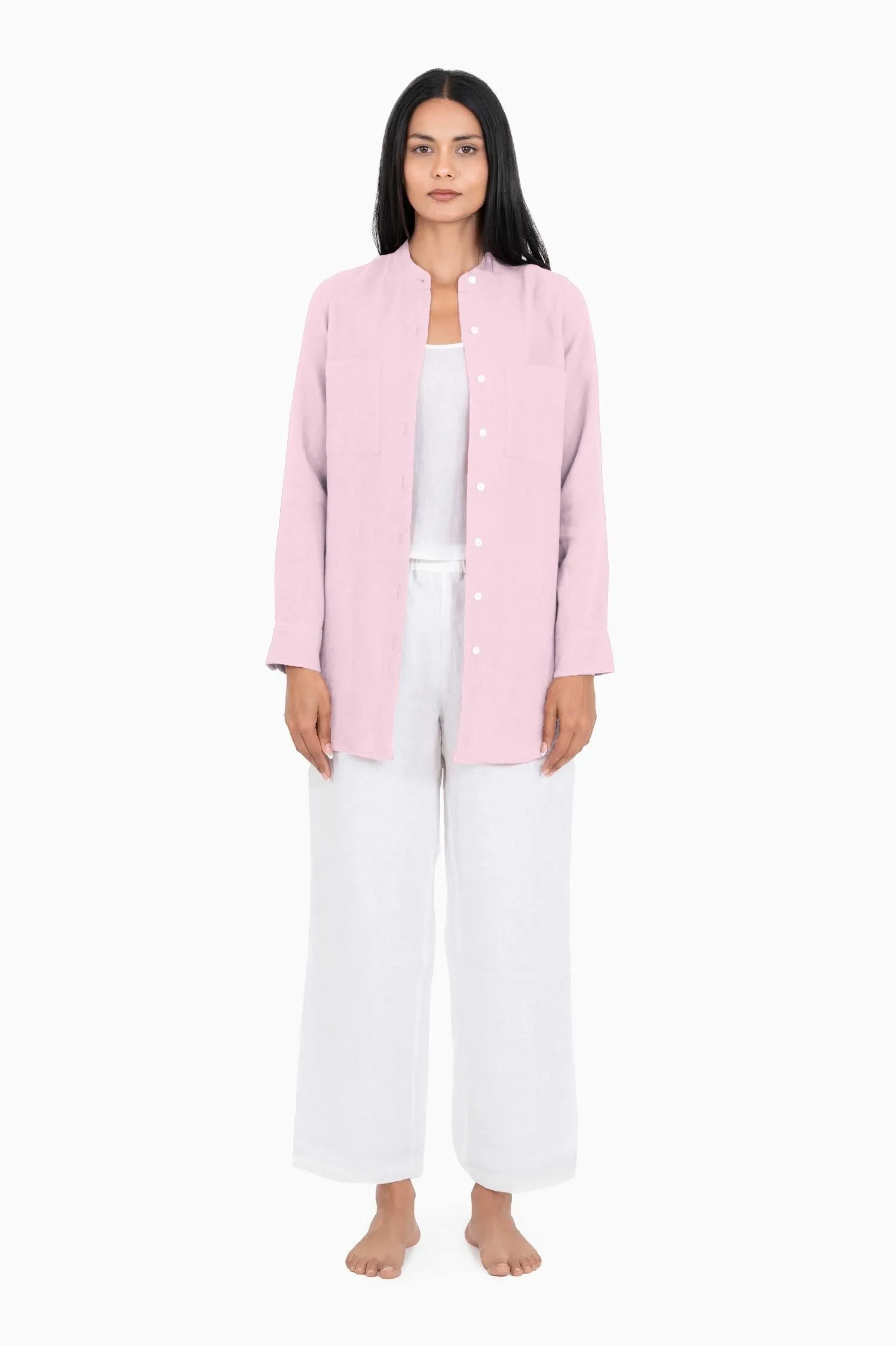 Linen Erin Shirt-Petal Pink