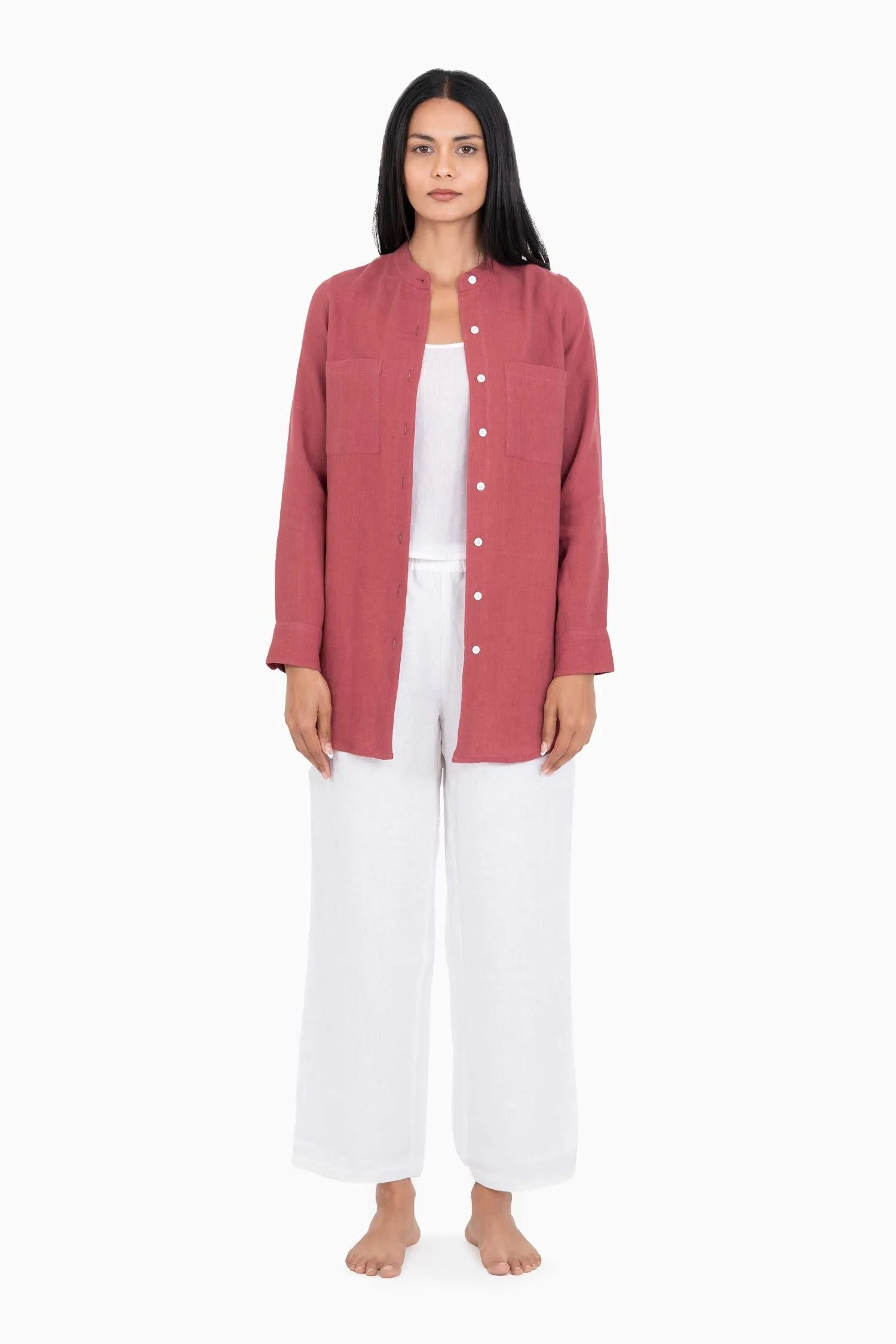 Linen Erin Shirt-Petal Pink