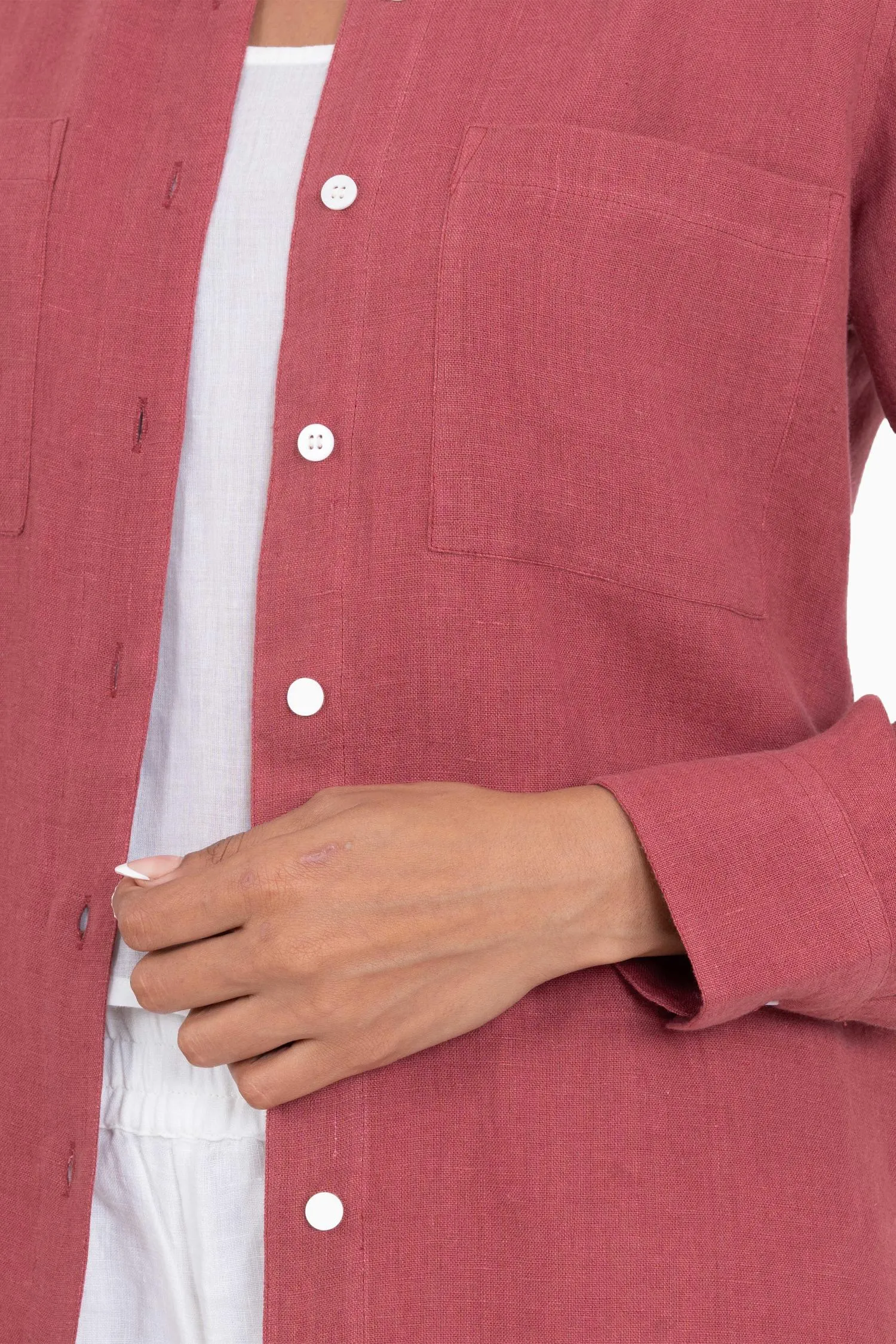 Linen Erin Shirt-Petal Pink