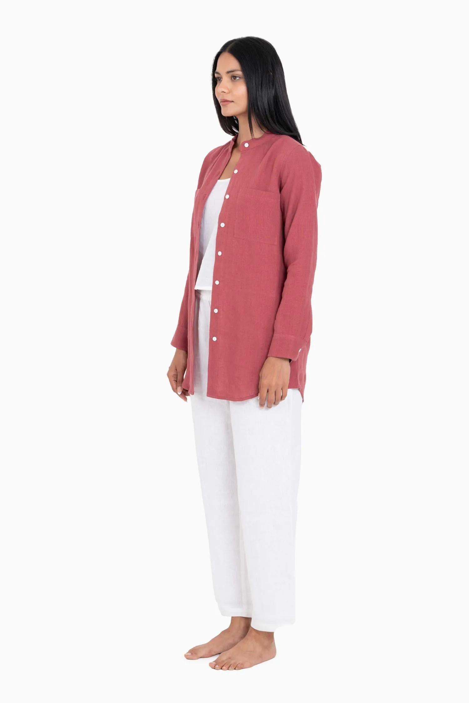 Linen Erin Shirt-Petal Pink