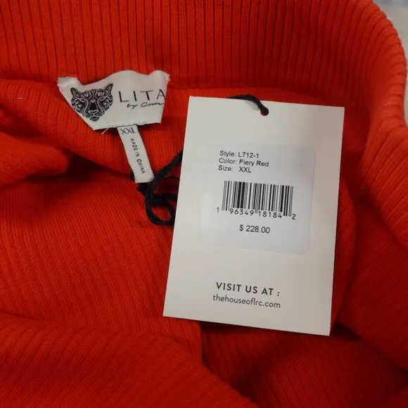 Lita By Ciara True Rib Skirt Women's midi in Fiery Red Size XXL NWT $228
