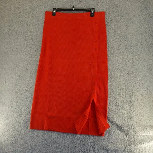 Lita By Ciara True Rib Skirt Women's midi in Fiery Red Size XXL NWT $228
