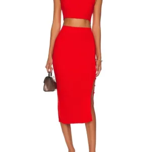 Lita By Ciara True Rib Skirt Women's midi in Fiery Red Size XXL NWT $228