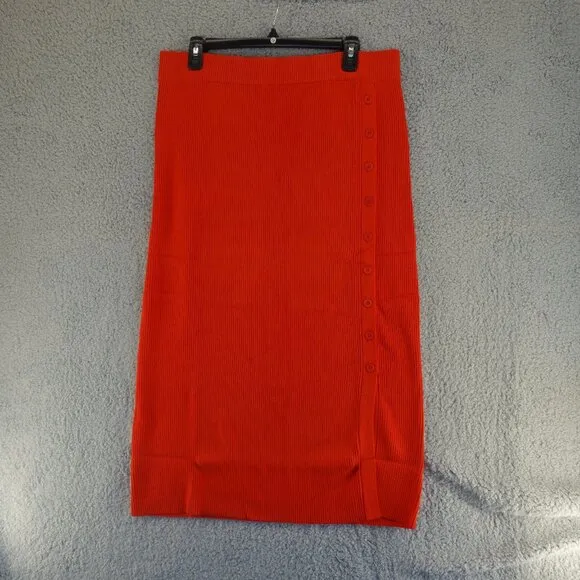 Lita By Ciara True Rib Skirt Women's midi in Fiery Red Size XXL NWT $228