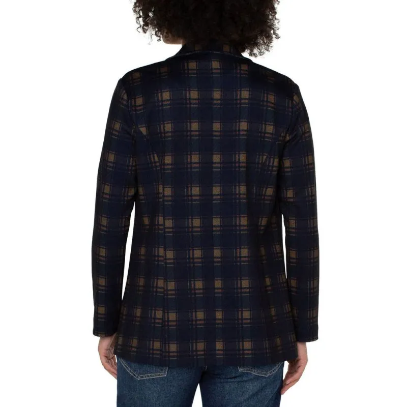 Liverpool Boyfriend Blazer With Princess Dart - Navy / Amber Tartan