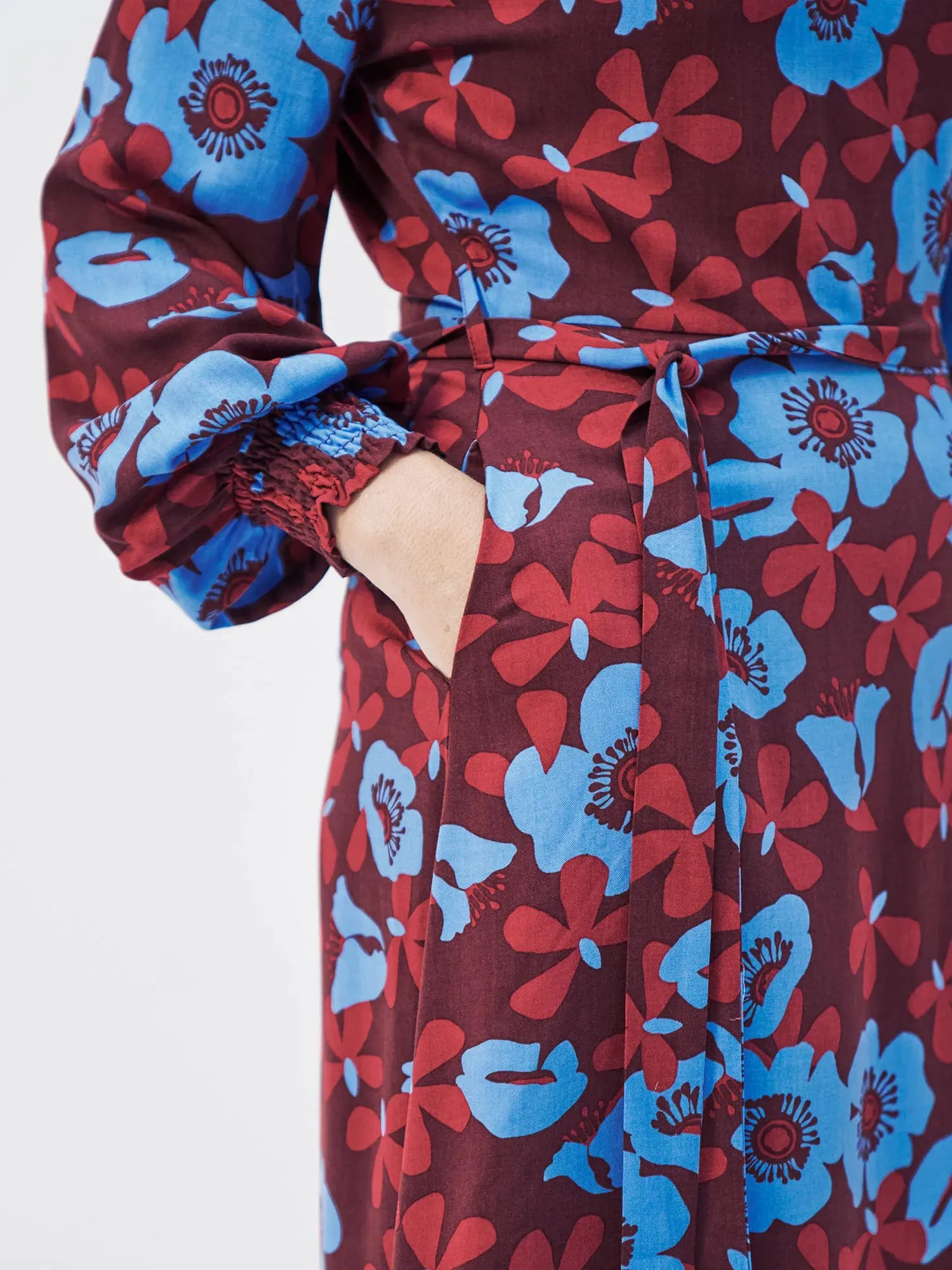Long Floral Tie Front Dress