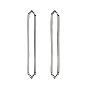 Long Marquis Earrings | Black Gold with Diamond Points