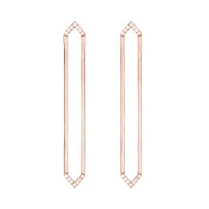 Long Marquis Earrings | Rose Gold with Diamond Points