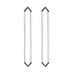 Long Marquis Earrings | White Gold with Black Diamond Points