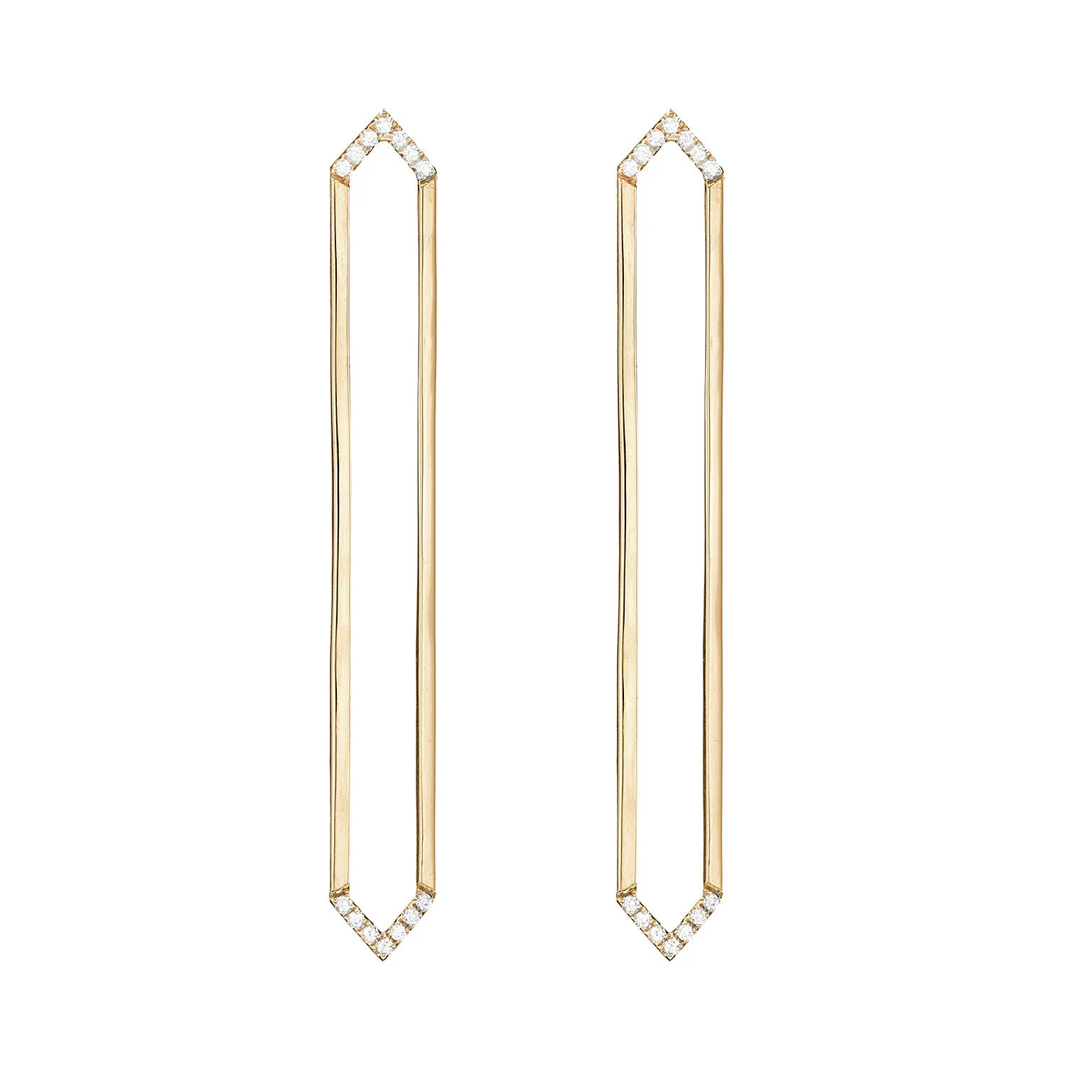 Long Marquis Earrings | Yellow Gold with Diamond Points