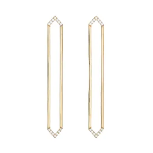 Long Marquis Earrings | Yellow Gold with Diamond Points