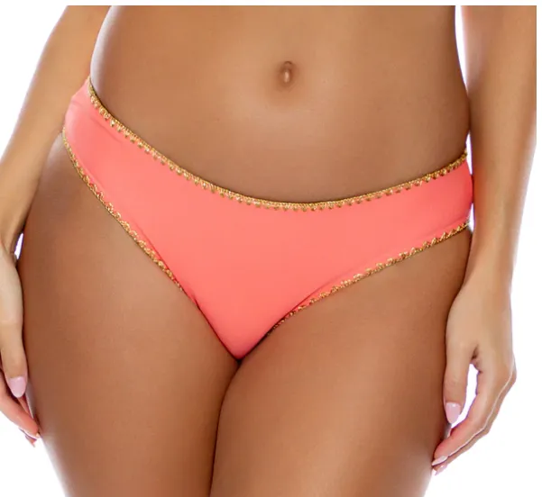 Luli Fama Luxe Stitch Seamless Full Ruched Back Bottom - Coral