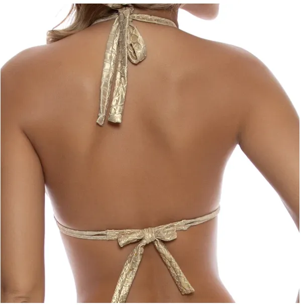 Luli Fama Triangle Halter Top Gold - Large