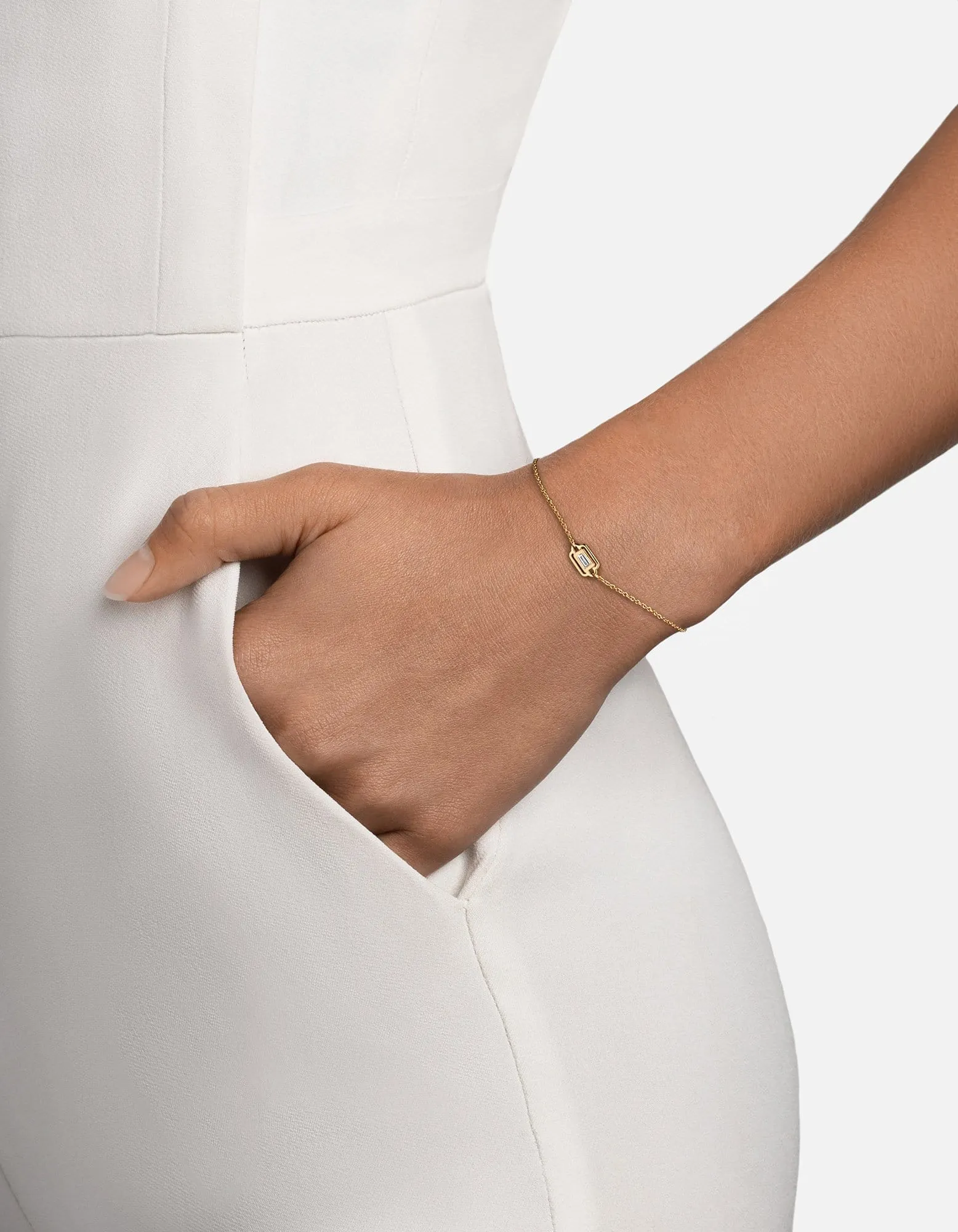 Luna Bracelet, 14k Gold Baguette Pavé