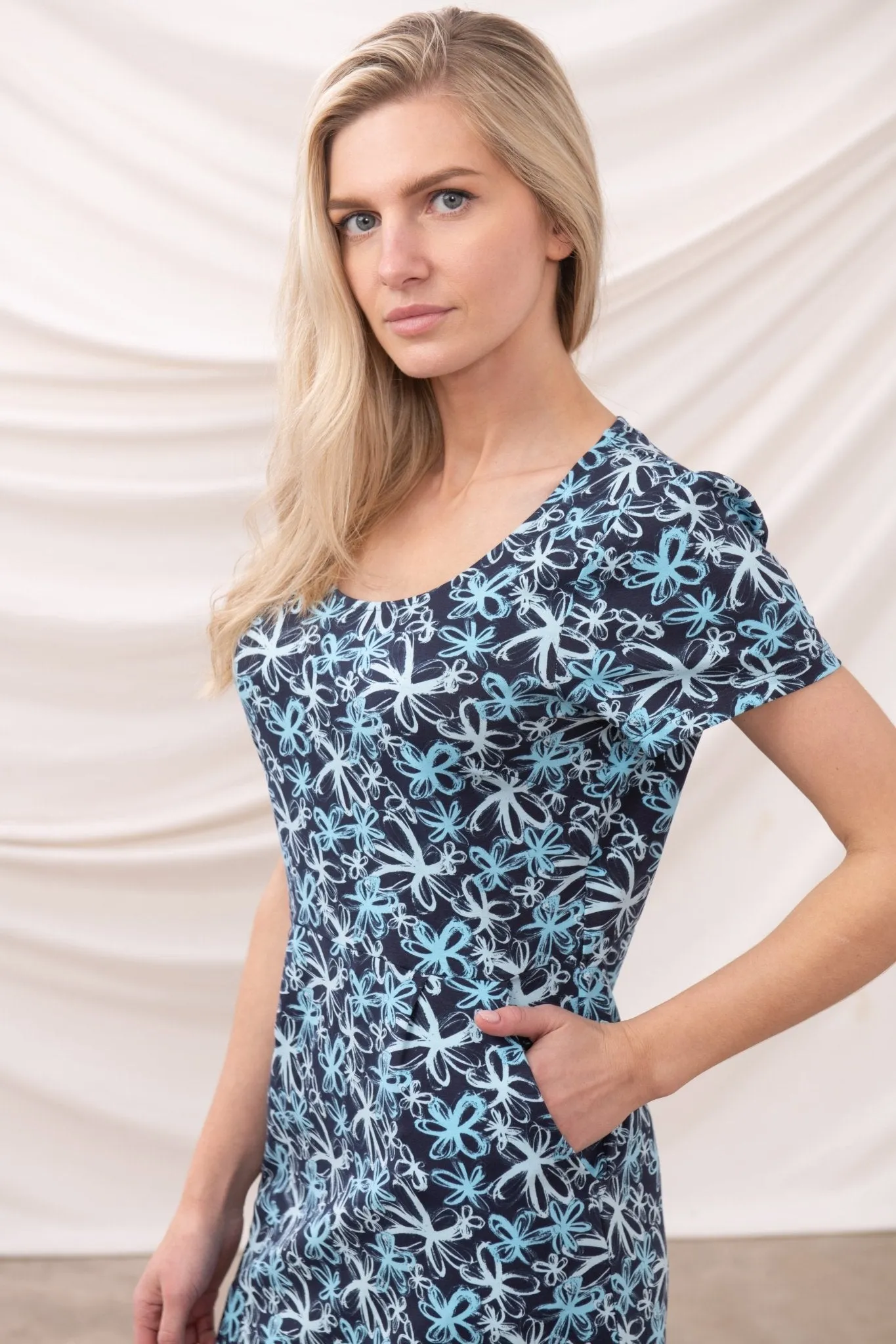 Lydia Dress - Navy Floral