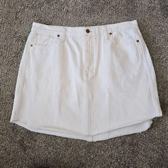 Madewell A-Line Skirt Women's Size 32 White 100%Cotton Denim Button Belt Loop