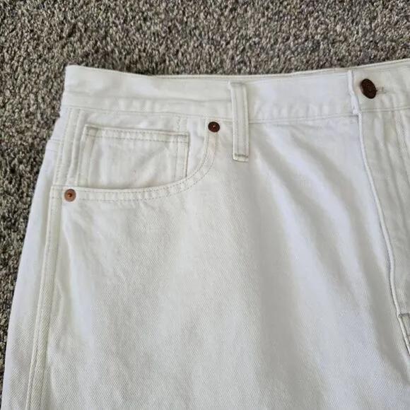 Madewell A-Line Skirt Women's Size 32 White 100%Cotton Denim Button Belt Loop