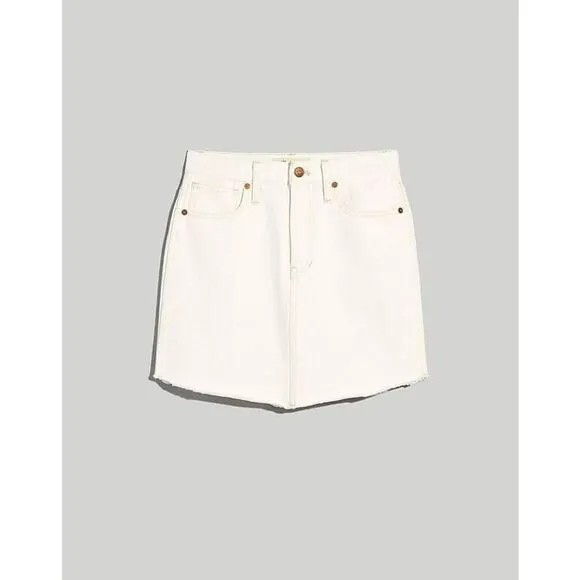 Madewell A-Line Skirt Women's Size 32 White 100%Cotton Denim Button Belt Loop
