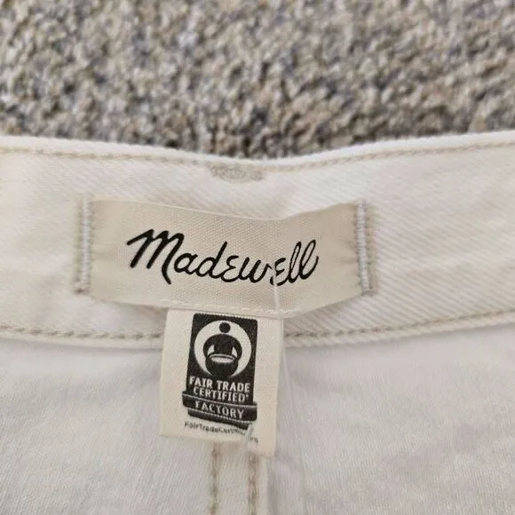 Madewell A-Line Skirt Women's Size 32 White 100%Cotton Denim Button Belt Loop