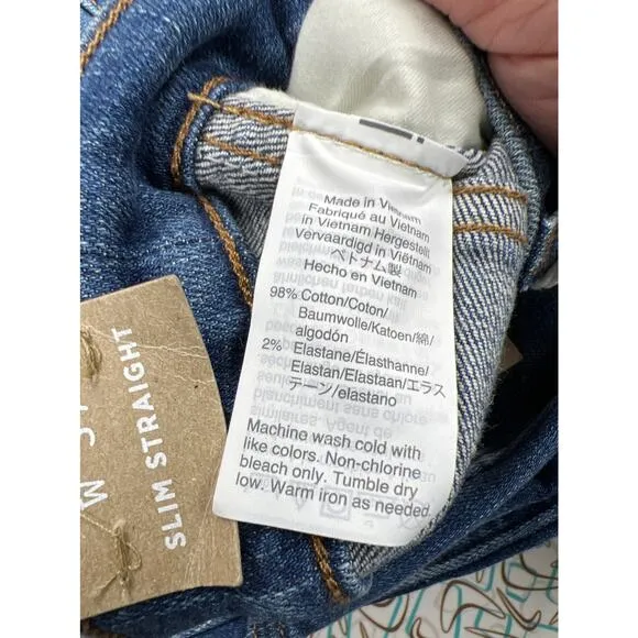 Madewell Plus Size 24 W37 Slim Straight Jeans Distressed Button Fly Grunge