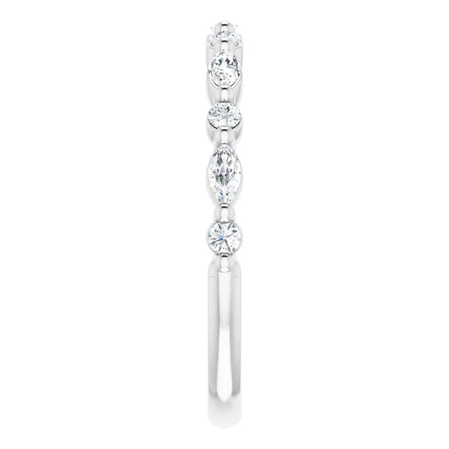 Marquise and Round Diamond Shared Prong Wedding Band