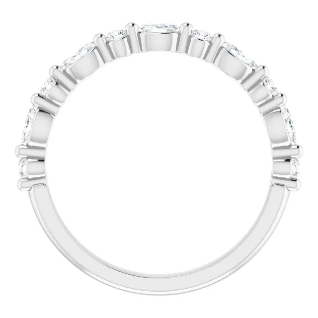 Marquise and Round Diamond Shared Prong Wedding Band