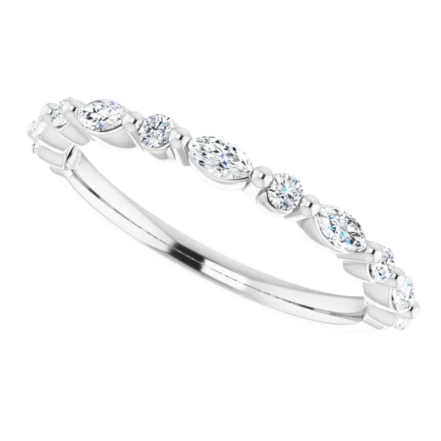 Marquise and Round Diamond Shared Prong Wedding Band