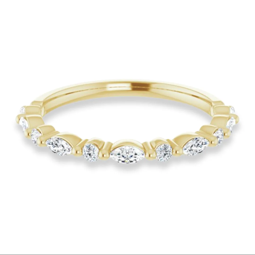 Marquise and Round Diamond Shared Prong Wedding Band