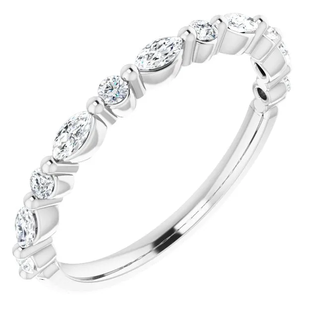 Marquise and Round Diamond Shared Prong Wedding Band