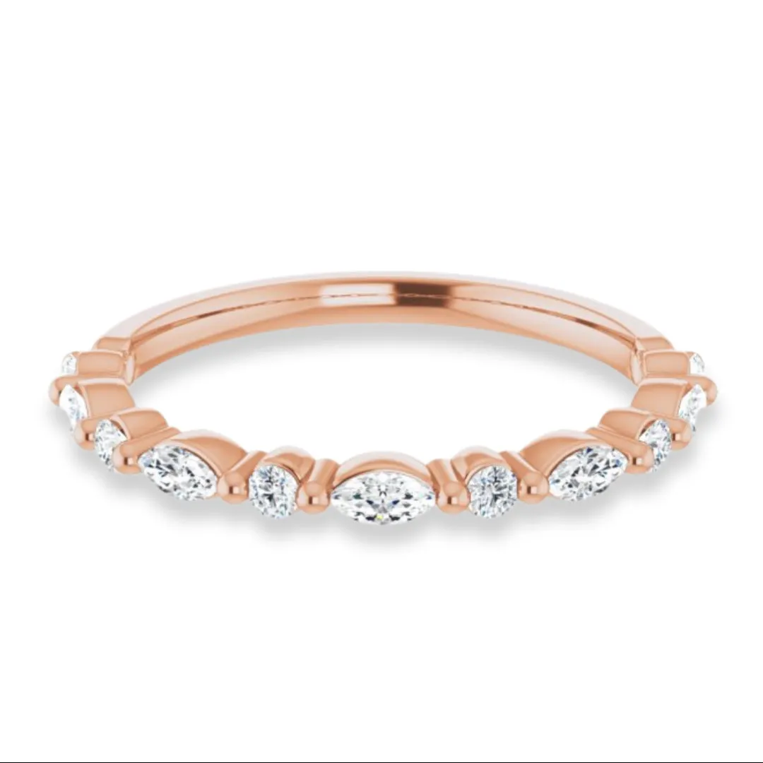 Marquise and Round Diamond Shared Prong Wedding Band