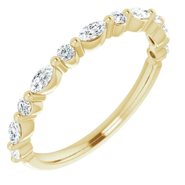 Marquise and Round Diamond Shared Prong Wedding Band