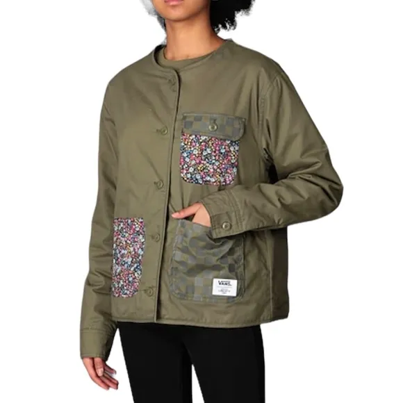 💖MEGA SALE💖VANS Made With Liberty Jacket Green Women Casual Coat VN0A5FSDZEA