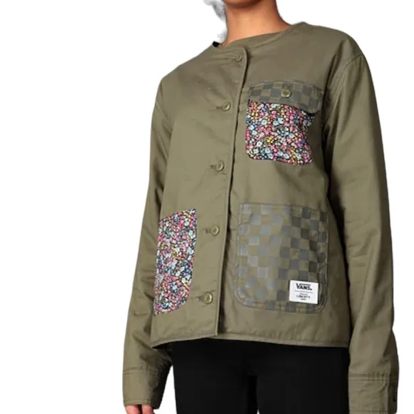 💖MEGA SALE💖VANS Made With Liberty Jacket Green Women Casual Coat VN0A5FSDZEA