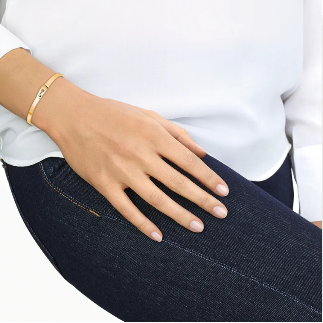 Menottes Dinh Van Large Gold Bangle With Diamond